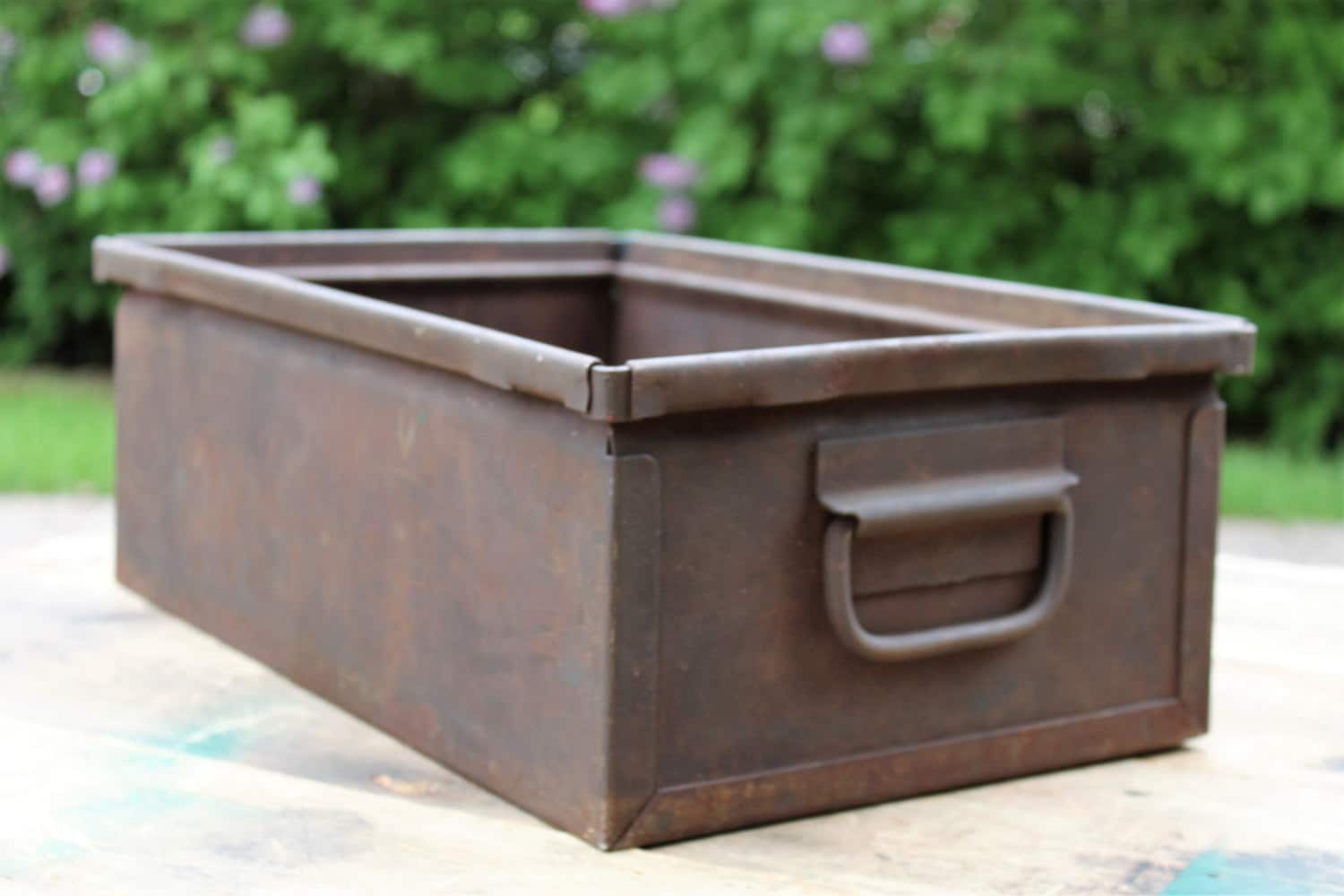 Vintage Pollard Bros Steel Heavy Duty Industrial Storage Box