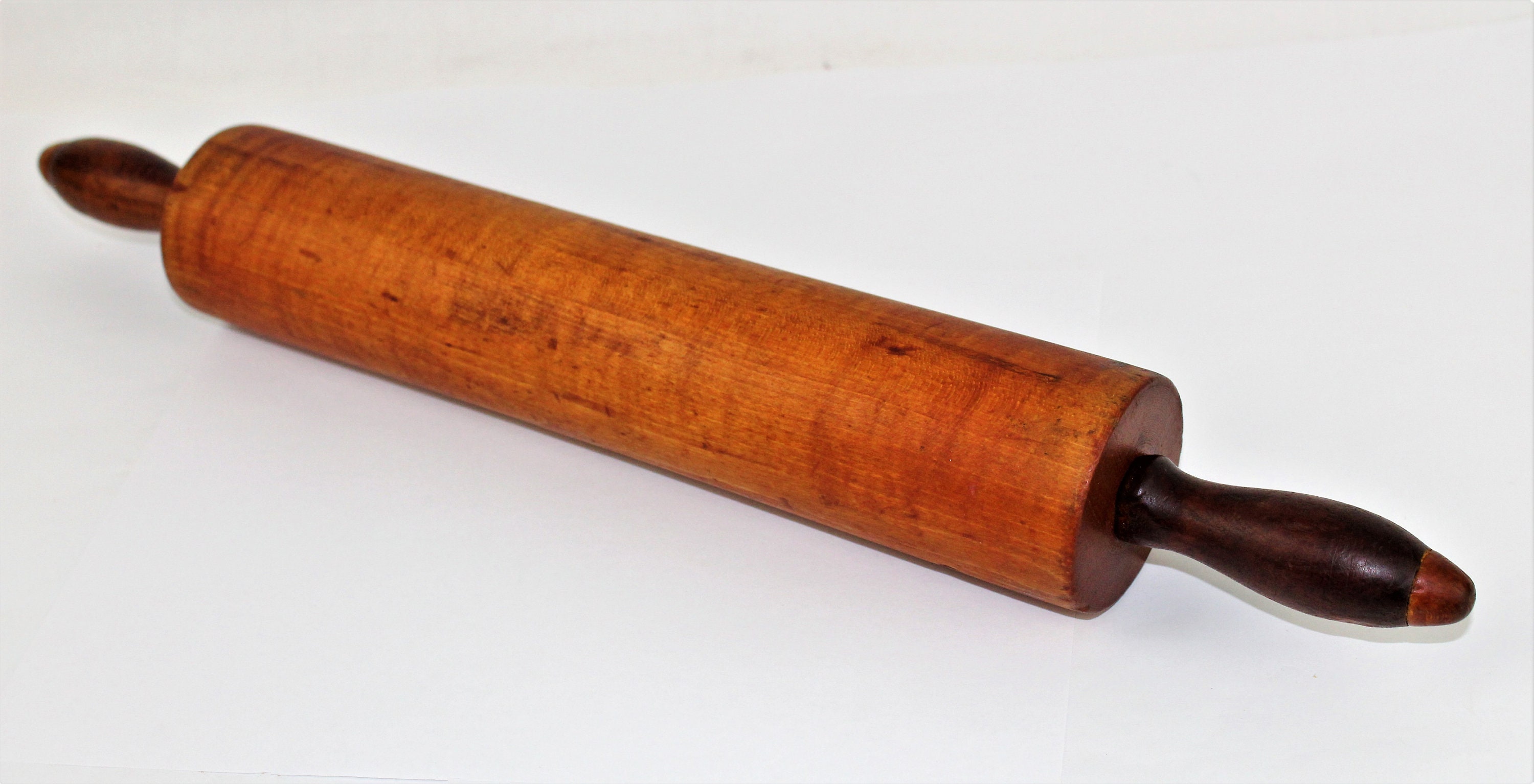 Vintage Wood Rolling Pin, TwoTone Hardwood, Bakers Rolling Pin