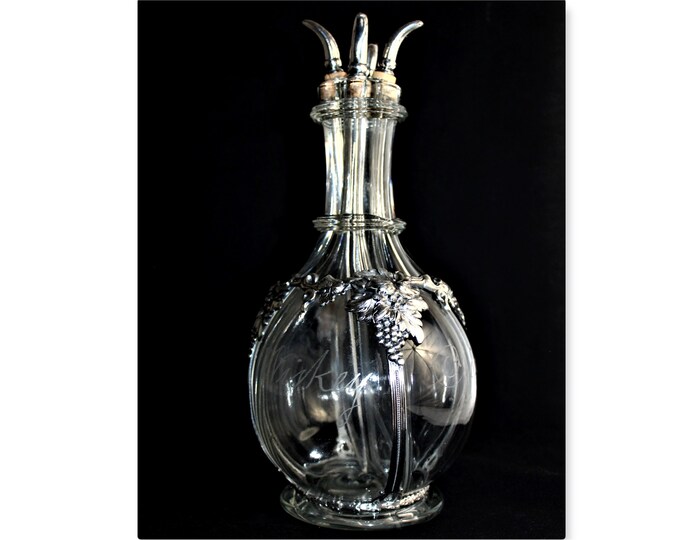 Antique, French Four Chamber Liqueur Decanter, Four Chamber Decanter