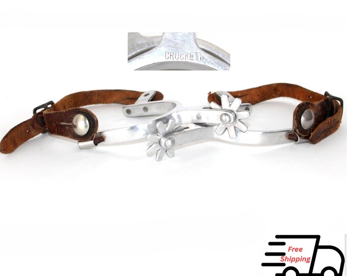 Vintage Oscar Crockett Western Cowboy Spurs: Antique Rodeo Memorabilia Collectible for Ranch Enthusiasts