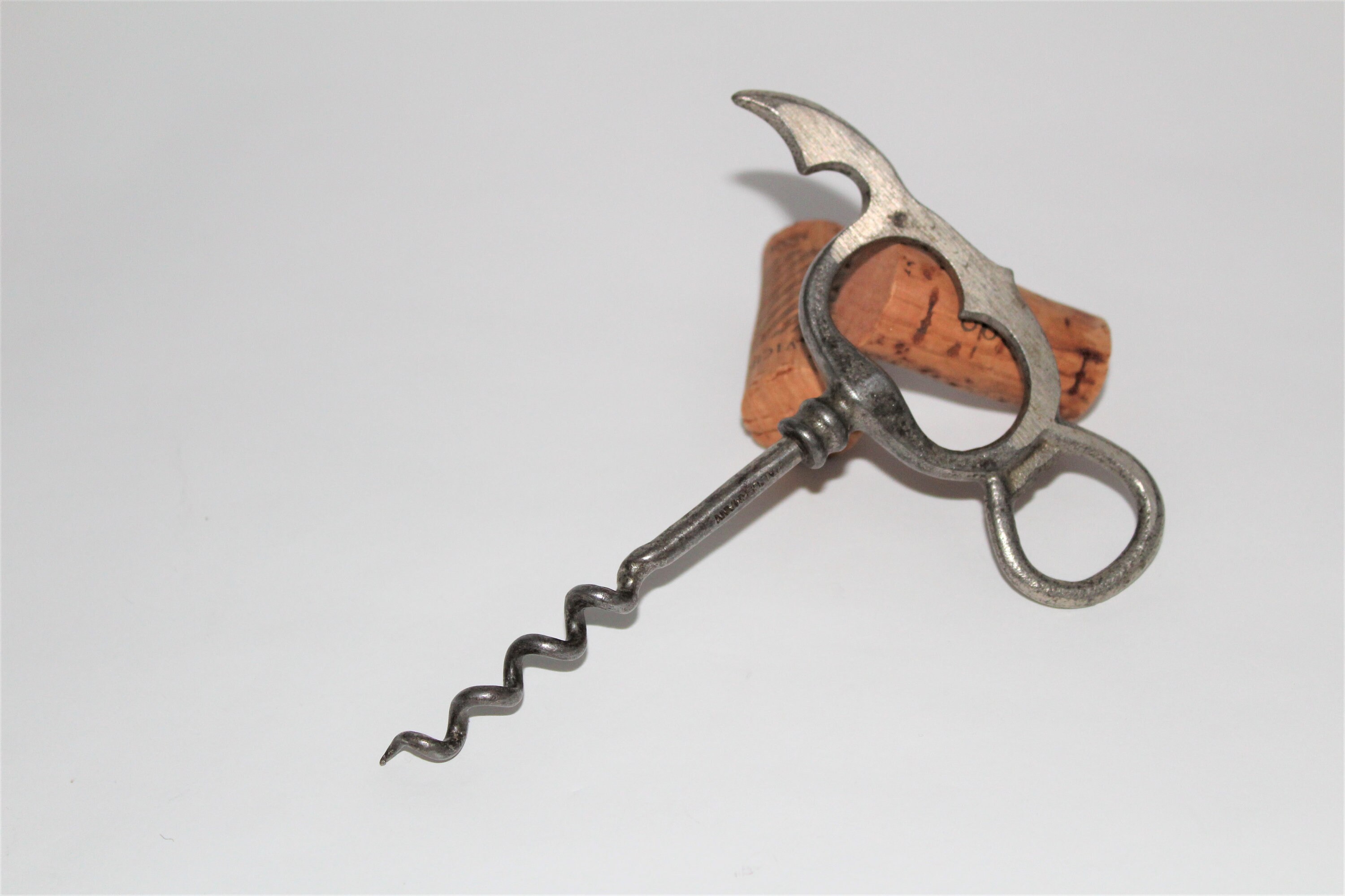 Vintage Corkscrew, German Steel Two Finger Pull Corkscrew with Foil