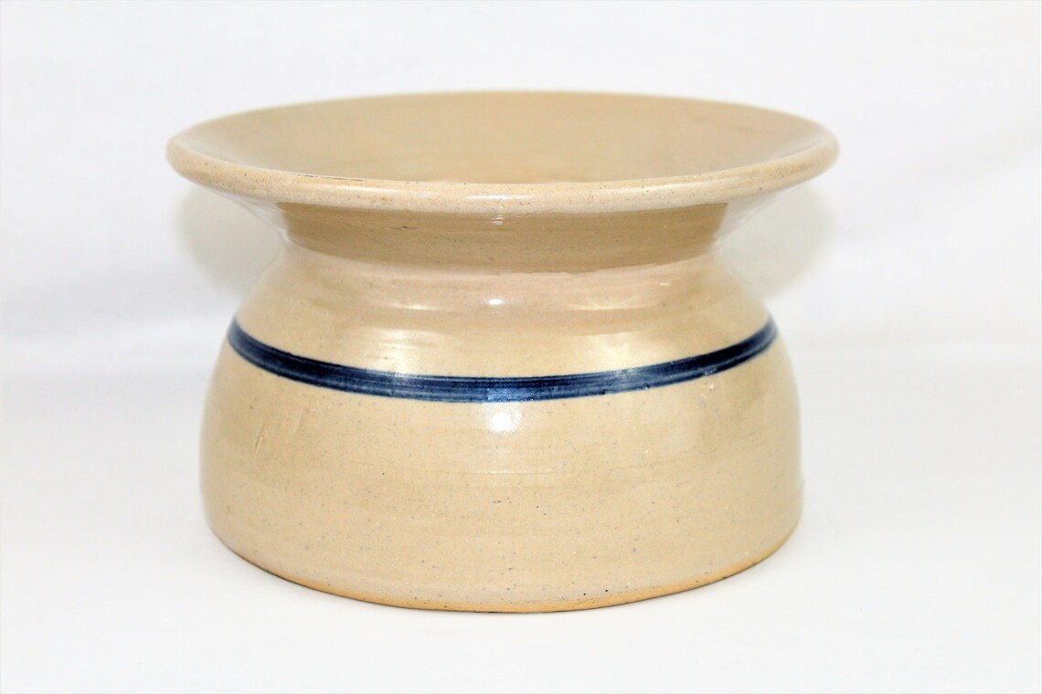 Vintage Stoneware Spittoon / Cuspidor / Blue Cobalt Stripe Etsy