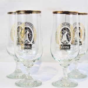 Vintage 1960s, Coors Beer Stemmed Pilsner Glasses, Breweriana Gift