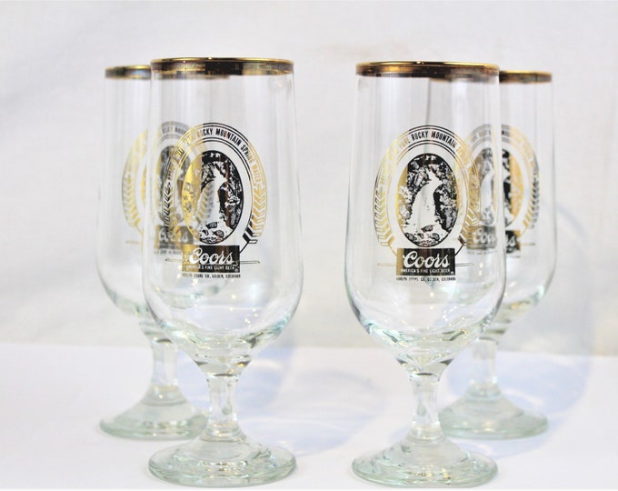 Vintage 1960s, Coors Beer Stemmed Pilsner Glasses, Breweriana Gift