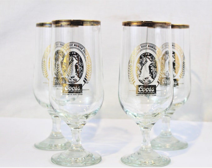 Vintage1960s, Coors Beer Stemmed Pilsner Glasses, Breweriana Gift