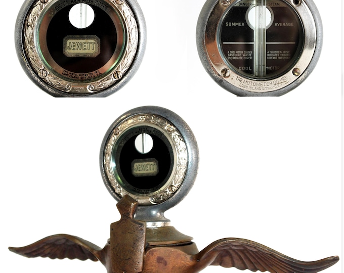 Antique Boyce Moto-Meter Temperature Gauge for Jewett Automobiles - Rare Antique Car Accessory