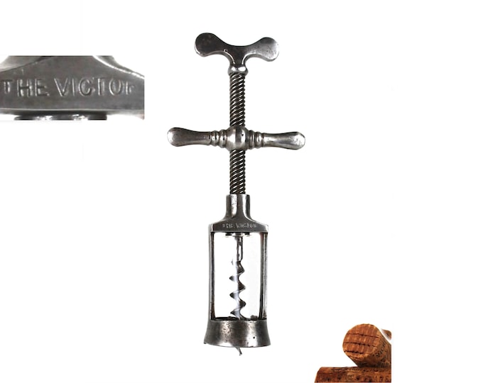 Antique 1880s English Corkscrew, The Victor, Wine Bottle Opener