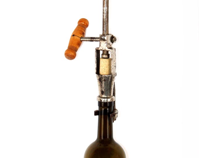 Antique Rack & Pinion Style Bottle Corker, Cork Inserter Tool