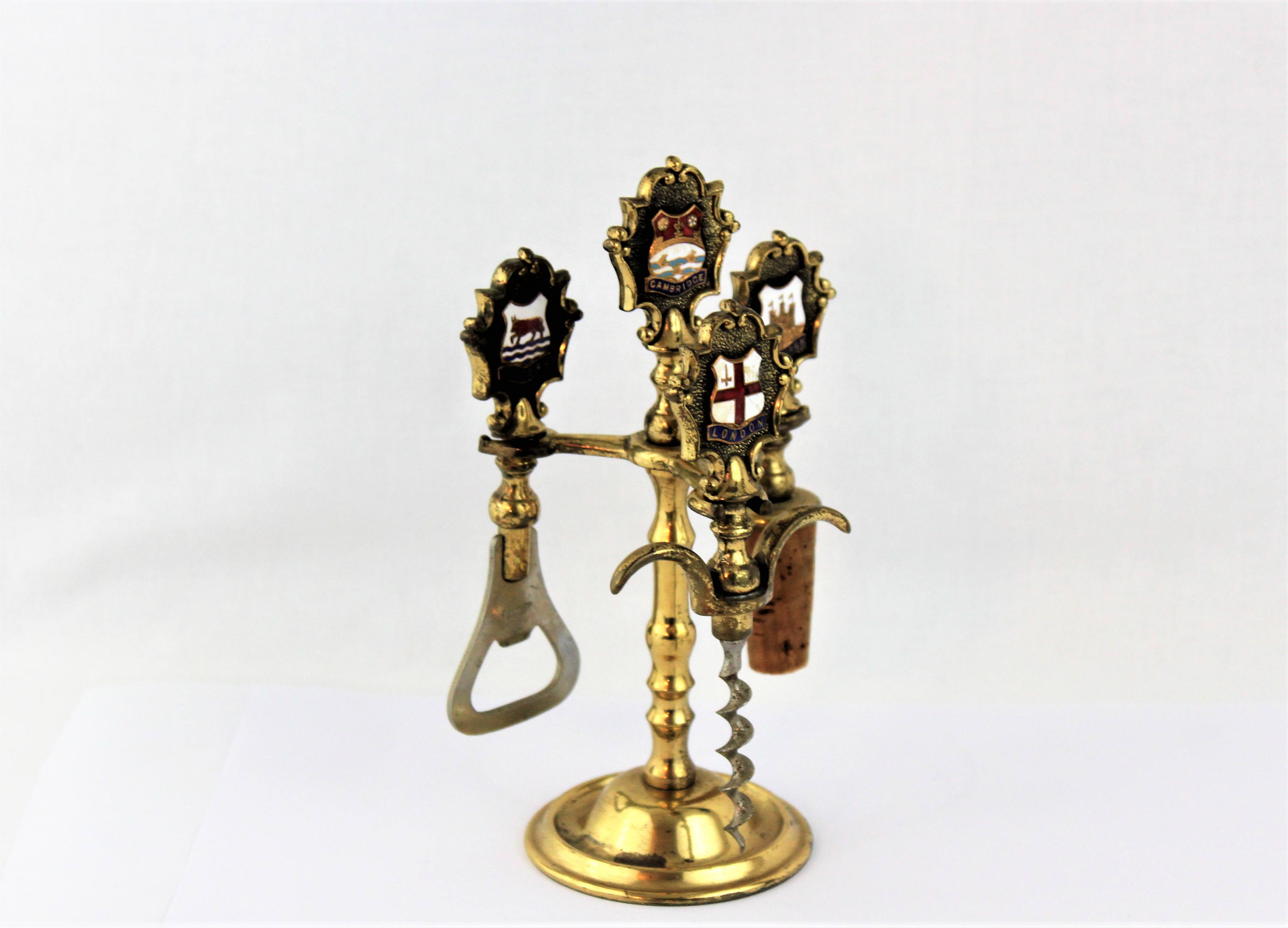 Vintage English Brass Barware Set, Featuring the English Crests of