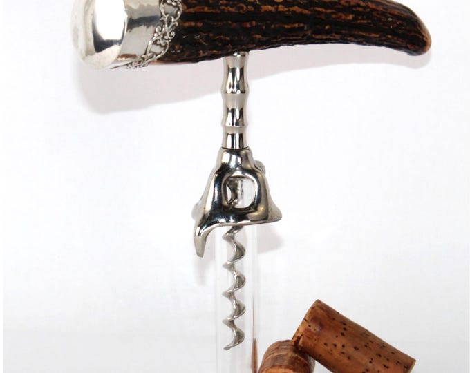 Antique English Sterling Silver Corkscrew, Wine Bottle Opener