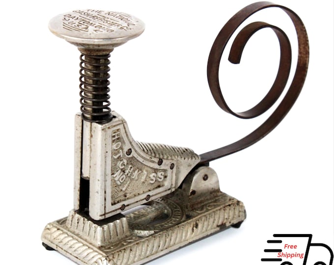Antique 1901 Hotchkiss No.1 Spiral Coil Feed Stapler - Antique Office Collectible Vintage Desk Accessory