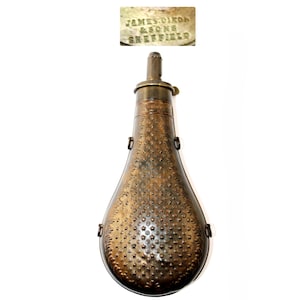Antique 19th Century Civil War Powder Flask by James Dixon & Sons - Collectible Military Musket Accessory