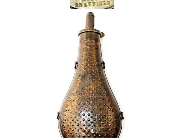 Antique 19th Century Civil War Powder Flask by James Dixon & Sons - Collectible Military Musket Accessory