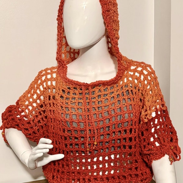 Lake Winnie Mesh Throwover | Made-to-Measure Hooded Mesh Pullover | PDF Crochet Pattern | Beach Cover Up | Beginner Friendly