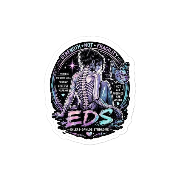 EDS Awareness Sticker | Ehlers-Danlos Syndrome Waterproof Vinyl Decal | Invisible Illness Warrior | Purple Butterfly Art