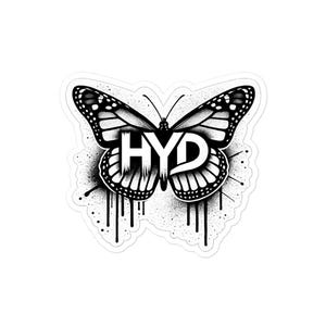 HYD Butterfly Sticker | Hell Yeah Dude Collection | Waterproof Vinyl Kiss-Cut Decal | Graffiti Monarch Butterfly