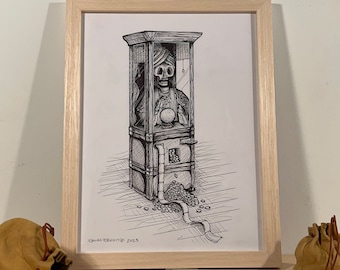 Fortune - Inktober 2023 - original framed drawing