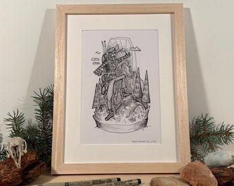 Wander - Inktober 2023 - original framed drawing