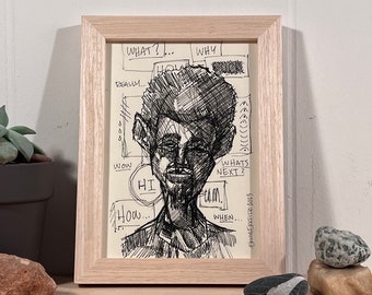 Scratchy- Inktober 2023 - original framed drawing