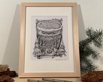 Rise - Inktober 2023 - original framed drawing