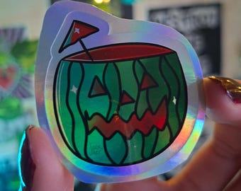 Autocollants holographiques illustrés Summerween | Art d'Halloween