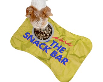 Willkommen auf der Snack Bar Futtermatte für Haustiere | Gelbes, geknittertes Design