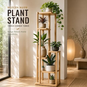 DIY 3-Tier Wooden Plant Stand Plans PDF Garden Ladder Shelf Outdoor Flower Pot Display Rack Vertical Planter Woodworking Guide