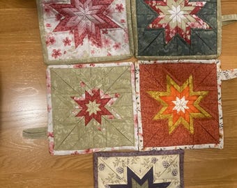 Salvamanteles Prairie Star de 8 puntas, hecho a mano.