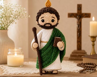 St. Jude Thaddeus Crochet Doll, San Judas Tadeo Amigurumi, Patron Saint of Lost Causes Plush, Catholic Gift for Confirmation or Baptism