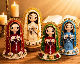 Virgin Mary Crochet Doll, Our Lady of Guadalupe Amigurumi, Catholic Gift, Religious Decor, Mother Mary Plush, First Communion Baptism Gift