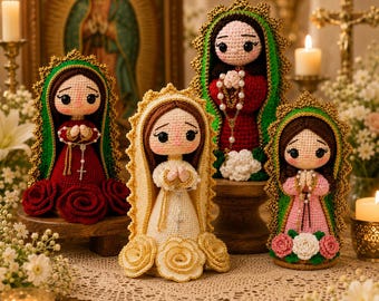 Our Lady Crochet Doll, Handmade Virgin Mary Catholic Decor, Prayer Room Altar Gift, Religious Keepsake for Mom