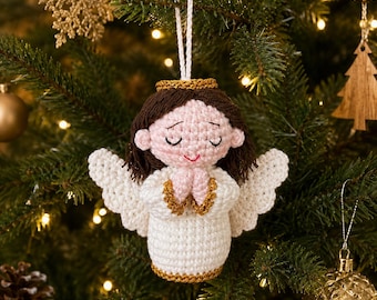 Crochet Angel Ornament, Catholic Christmas Tree Decoration, Guardian Angel Car Charm, Handmade Religious Gift