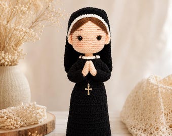 Catholic Nun Crochet Doll, Handmade Amigurumi Religious Sister, Prayer Room Decor, Gift for Nun