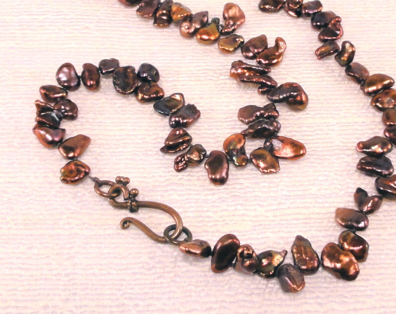 Copper/rust Freeform Pearl Necklace Etsy