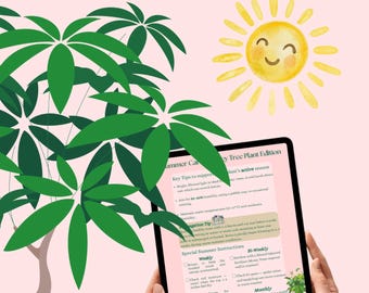 Guida estiva stampabile per la cura della Pachira Aquatica / Lista di controllo per la cura della pianta in PDF / Consigli su irrigazione, luce e propagazione