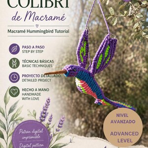 Colibrí de macramé. Tutorial digital. DIY