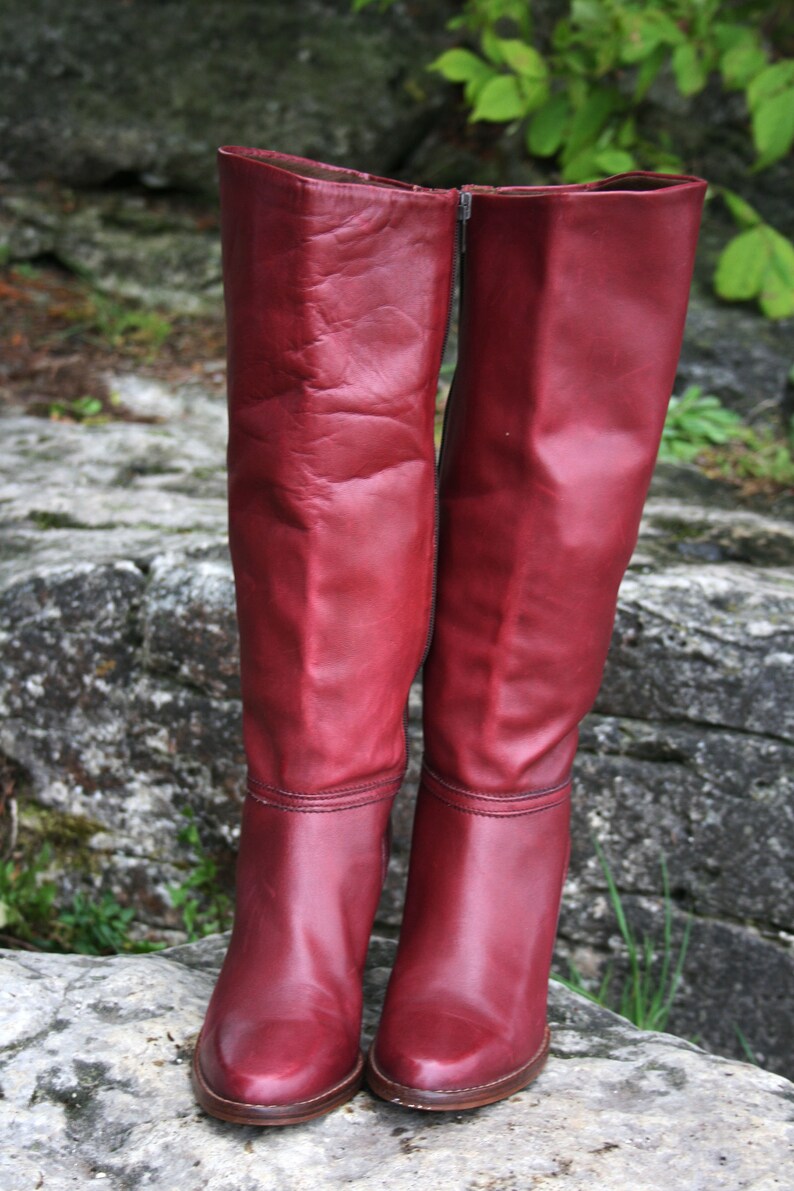 Vintage Burgundy Boots Vintage Burgundy Tall Boots Womens