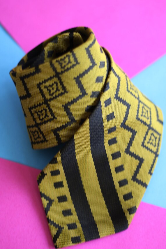 Vintage Funky Necktie, Vintage Gold Necktie, Vinta