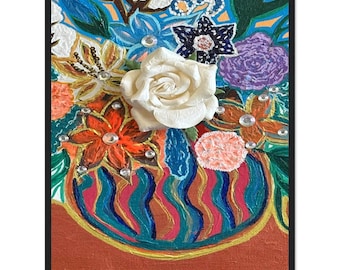 Blooming Grace | Premium Semi-Glossy Paper Wooden Framed Poster | Colorful Floral Wall Art Print