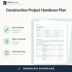 Plan przekazania projektu budowlanego | Szablon zamknięcia projektu do wypełnienia
