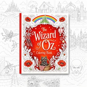 The Wizard of Oz Coloring Book | Dorothy, Toto, Emerald City, Yellow Brick Road | L. Frank Baum | Fantasy Book Lover Gift
