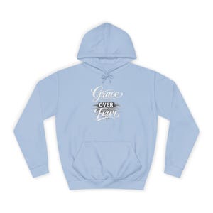 Grace Over Fear Hoodie | Lamb with Cross Illustration, Christian Faith Sweatshirt | God's strength | Gift for christian's image 14