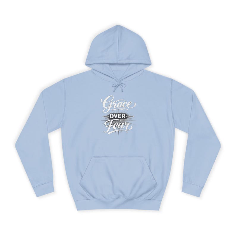 Grace Over Fear Hoodie | Lamb with Cross Illustration, Christian Faith Sweatshirt | God's strength | Gift for christian's image 14
