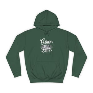 Grace Over Fear Hoodie | Lamb with Cross Illustration, Christian Faith Sweatshirt | God's strength | Gift for christian's image 12