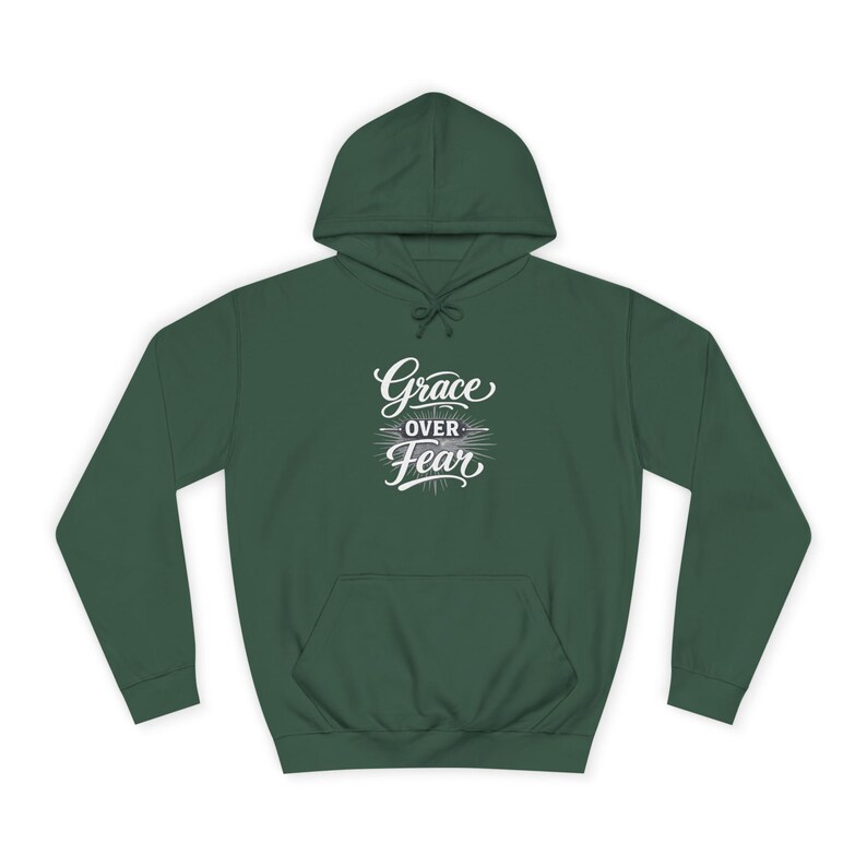 Grace Over Fear Hoodie | Lamb with Cross Illustration, Christian Faith Sweatshirt | God's strength | Gift for christian's image 12