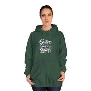 Grace Over Fear Hoodie | Lamb with Cross Illustration, Christian Faith Sweatshirt | God's strength | Gift for christian's image 18