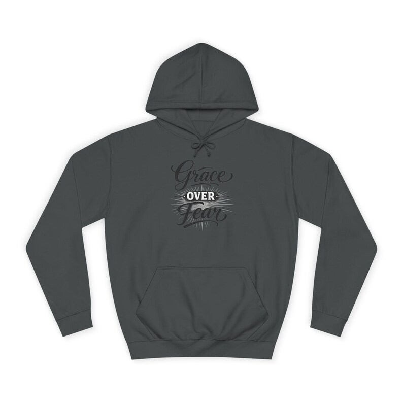 Grace Over Fear Hoodie | Lamb with Cross Illustration, Christian Faith Sweatshirt | God's strength | Gift for christian's image 10