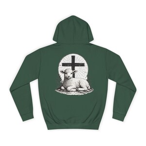 Grace Over Fear Hoodie | Lamb with Cross Illustration, Christian Faith Sweatshirt | God's strength | Gift for christian's image 13