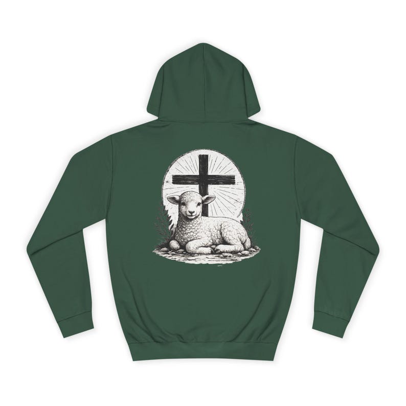 Grace Over Fear Hoodie | Lamb with Cross Illustration, Christian Faith Sweatshirt | God's strength | Gift for christian's image 13