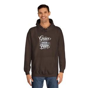 Grace Over Fear Hoodie | Lamb with Cross Illustration, Christian Faith Sweatshirt | God's strength | Gift for christian's image 16